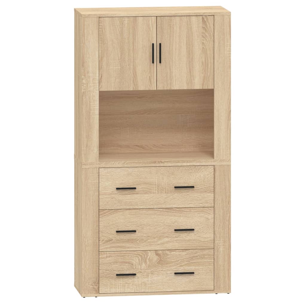 Hoge kast bewerkt hout sonoma eikenkleurig is nu te koop bij PeponiXL, paradijselijk wonen!