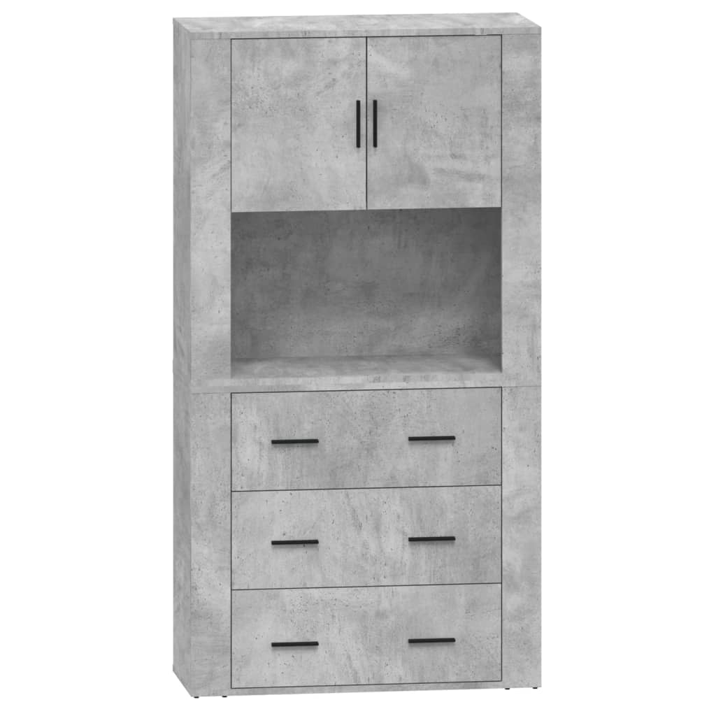 Hoge kast bewerkt hout betongrijs is nu te koop bij PeponiXL, paradijselijk wonen!