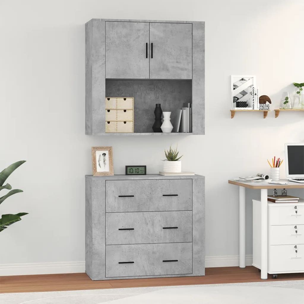 Hoge kast bewerkt hout betongrijs is nu te koop bij PeponiXL, paradijselijk wonen!