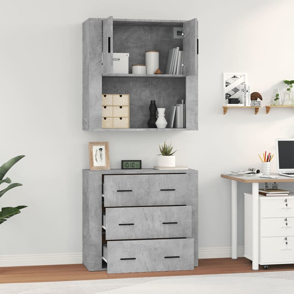 Hoge kast bewerkt hout betongrijs is nu te koop bij PeponiXL, paradijselijk wonen!