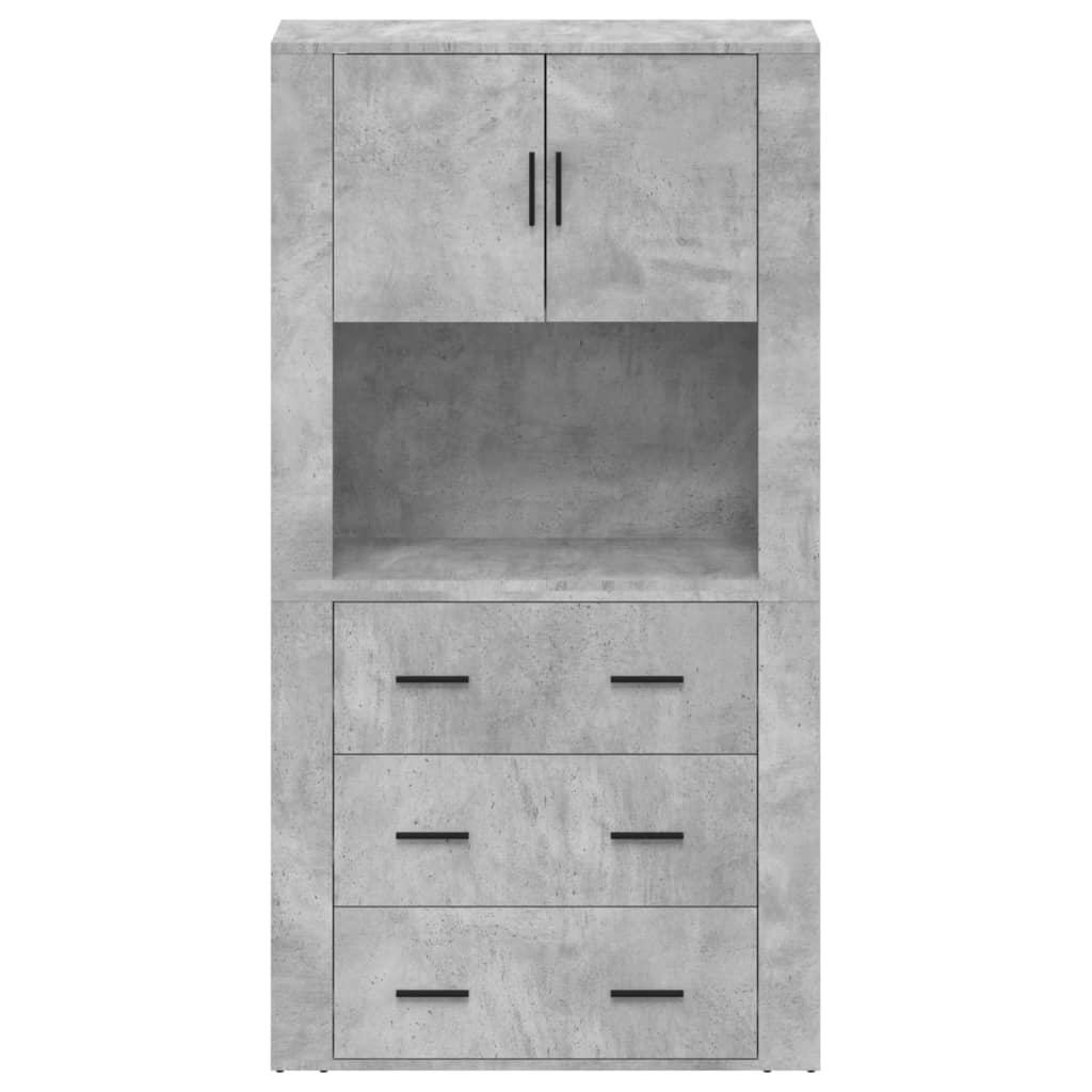 Hoge kast bewerkt hout betongrijs is nu te koop bij PeponiXL, paradijselijk wonen!