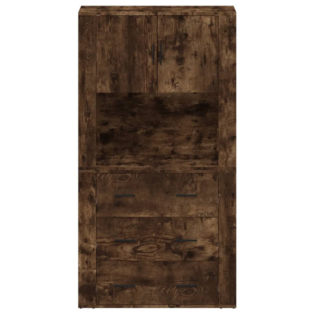 Hoge kast bewerkt hout gerookt eikenkleurig is nu te koop bij PeponiXL, paradijselijk wonen!