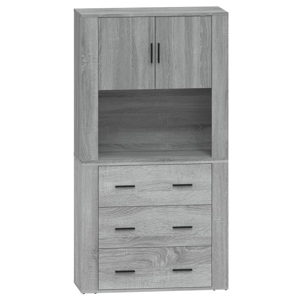 Hoge kast bewerkt hout grijs sonoma eikenkleurig is nu te koop bij PeponiXL, paradijselijk wonen!