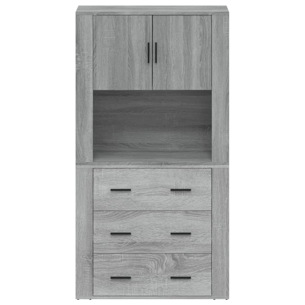 Hoge kast bewerkt hout grijs sonoma eikenkleurig is nu te koop bij PeponiXL, paradijselijk wonen!
