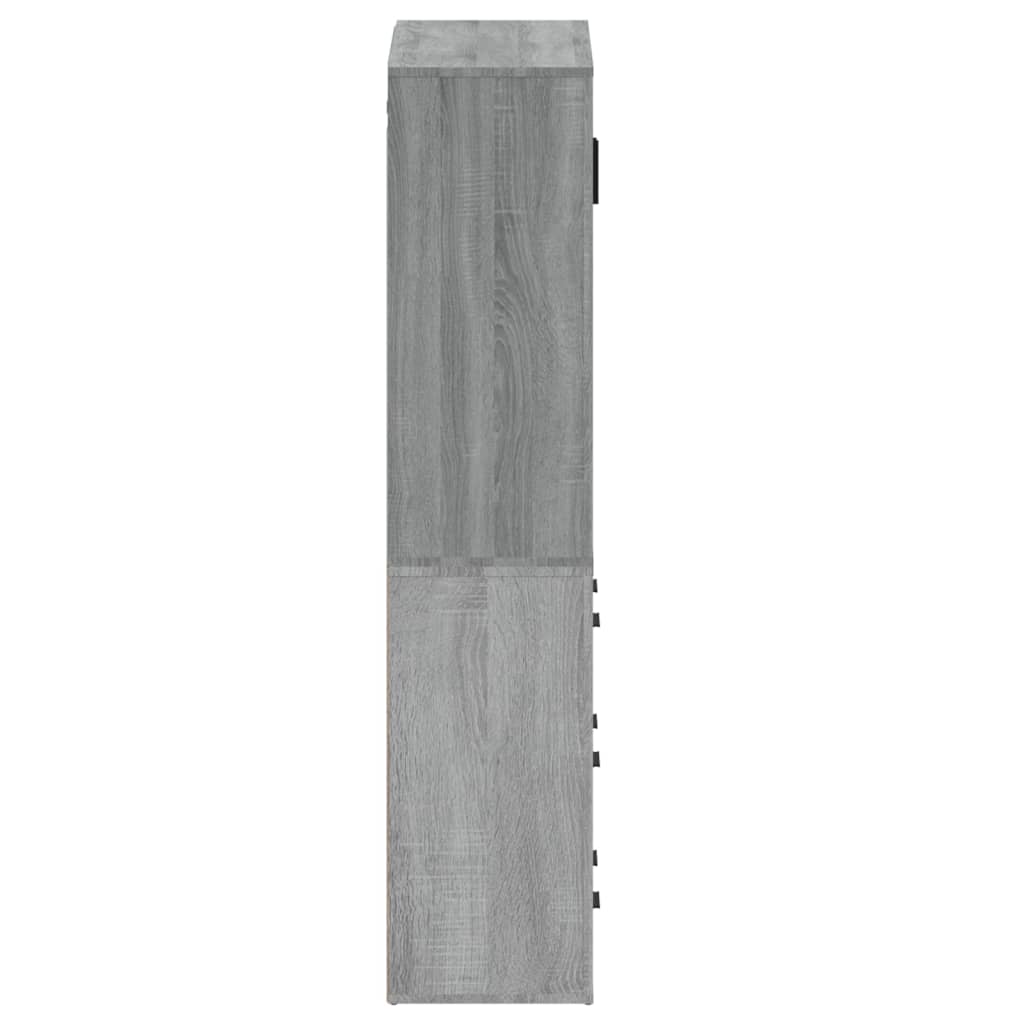 Hoge kast bewerkt hout grijs sonoma eikenkleurig is nu te koop bij PeponiXL, paradijselijk wonen!