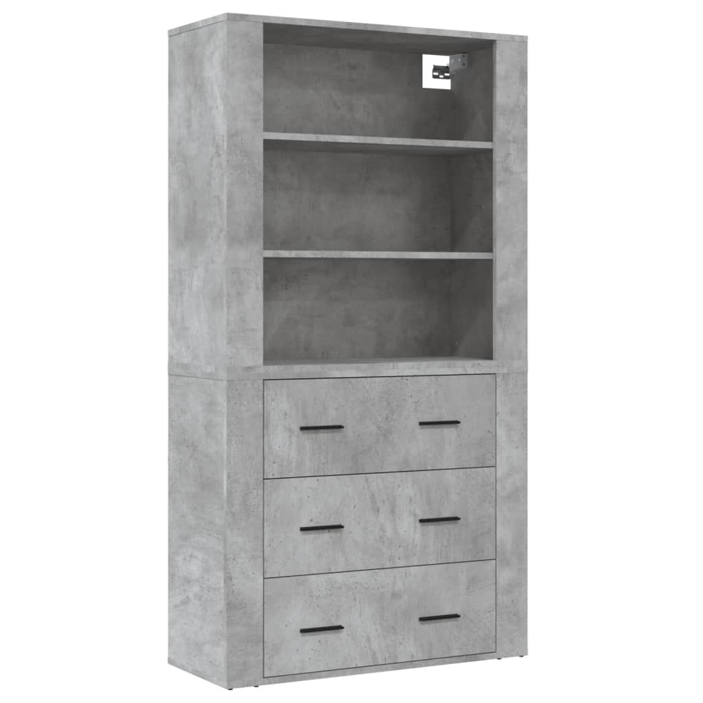 Hoge kast bewerkt hout betongrijs is nu te koop bij PeponiXL, paradijselijk wonen!