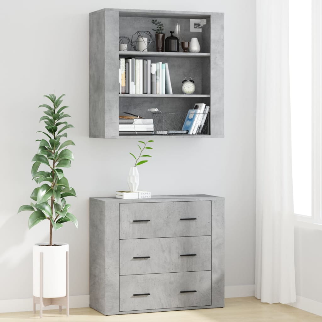 Hoge kast bewerkt hout betongrijs is nu te koop bij PeponiXL, paradijselijk wonen!