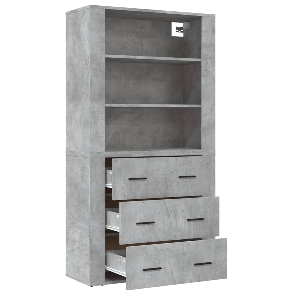 Hoge kast bewerkt hout betongrijs is nu te koop bij PeponiXL, paradijselijk wonen!