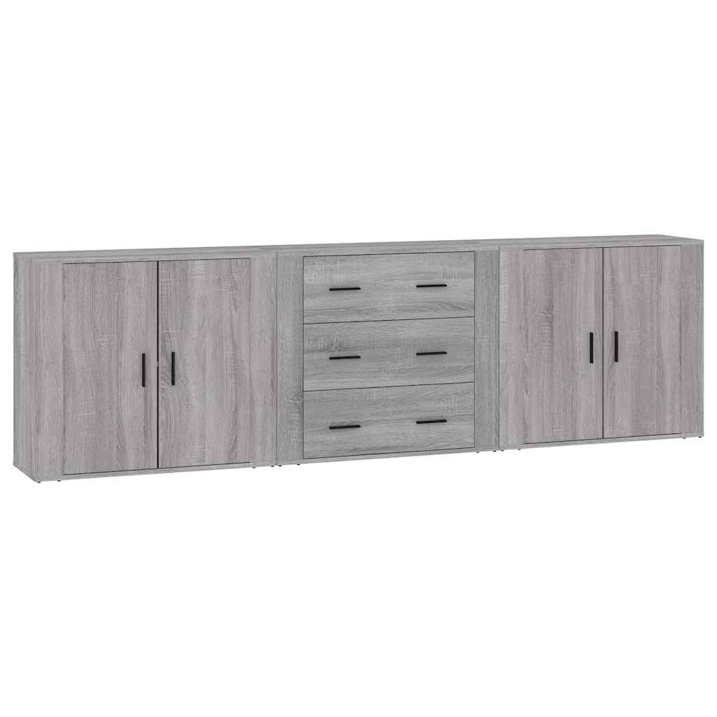 Dressoirs 3 st bewerkt hout grijs sonoma eikenkleurig is nu te koop bij PeponiXL, paradijselijk wonen!