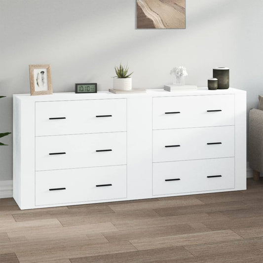 Dressoirs 2 st bewerkt hout wit is nu te koop bij PeponiXL, paradijselijk wonen!