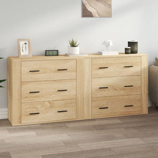 Dressoirs 2 st bewerkt hout sonoma eikenkleurig is nu te koop bij PeponiXL, paradijselijk wonen!