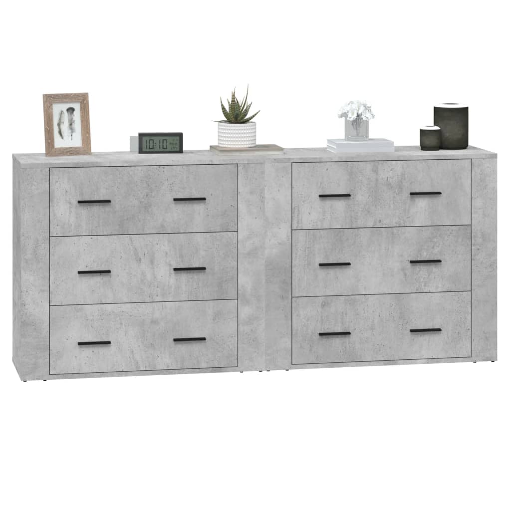 Dressoirs 2 st bewerkt hout betongrijs is nu te koop bij PeponiXL, paradijselijk wonen!