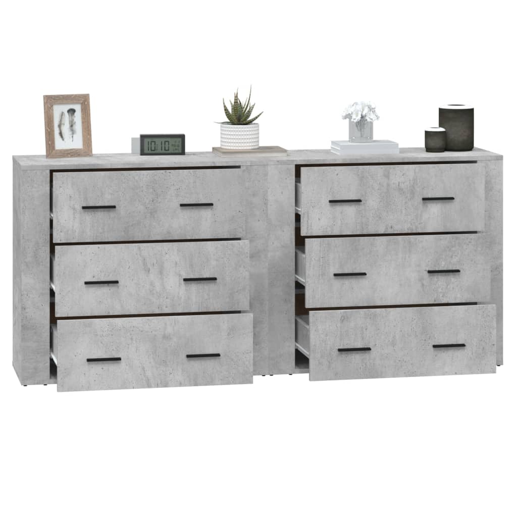 Dressoirs 2 st bewerkt hout betongrijs is nu te koop bij PeponiXL, paradijselijk wonen!