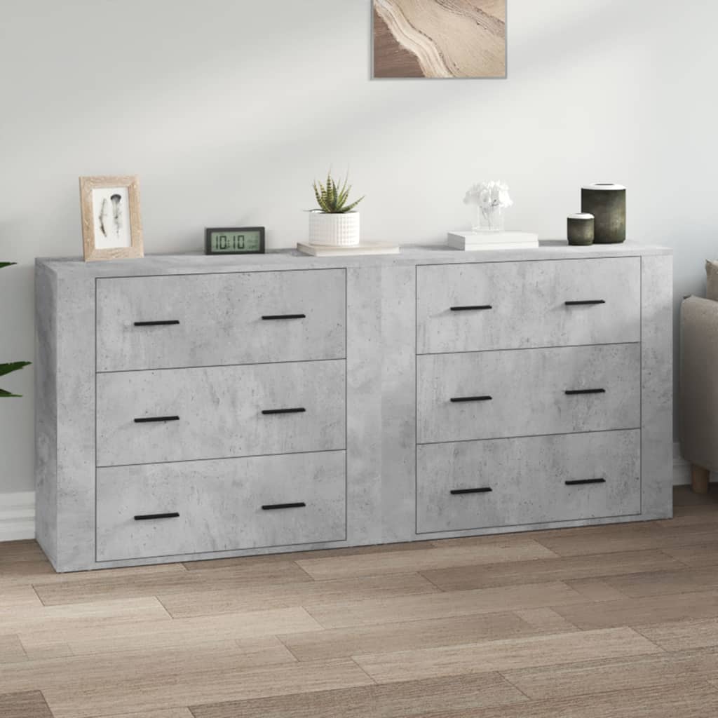 Dressoirs 2 st bewerkt hout betongrijs is nu te koop bij PeponiXL, paradijselijk wonen!