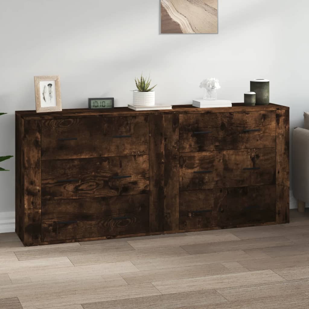 Dressoirs 2 st bewerkt hout gerookt eikenkleurig is nu te koop bij PeponiXL, paradijselijk wonen!