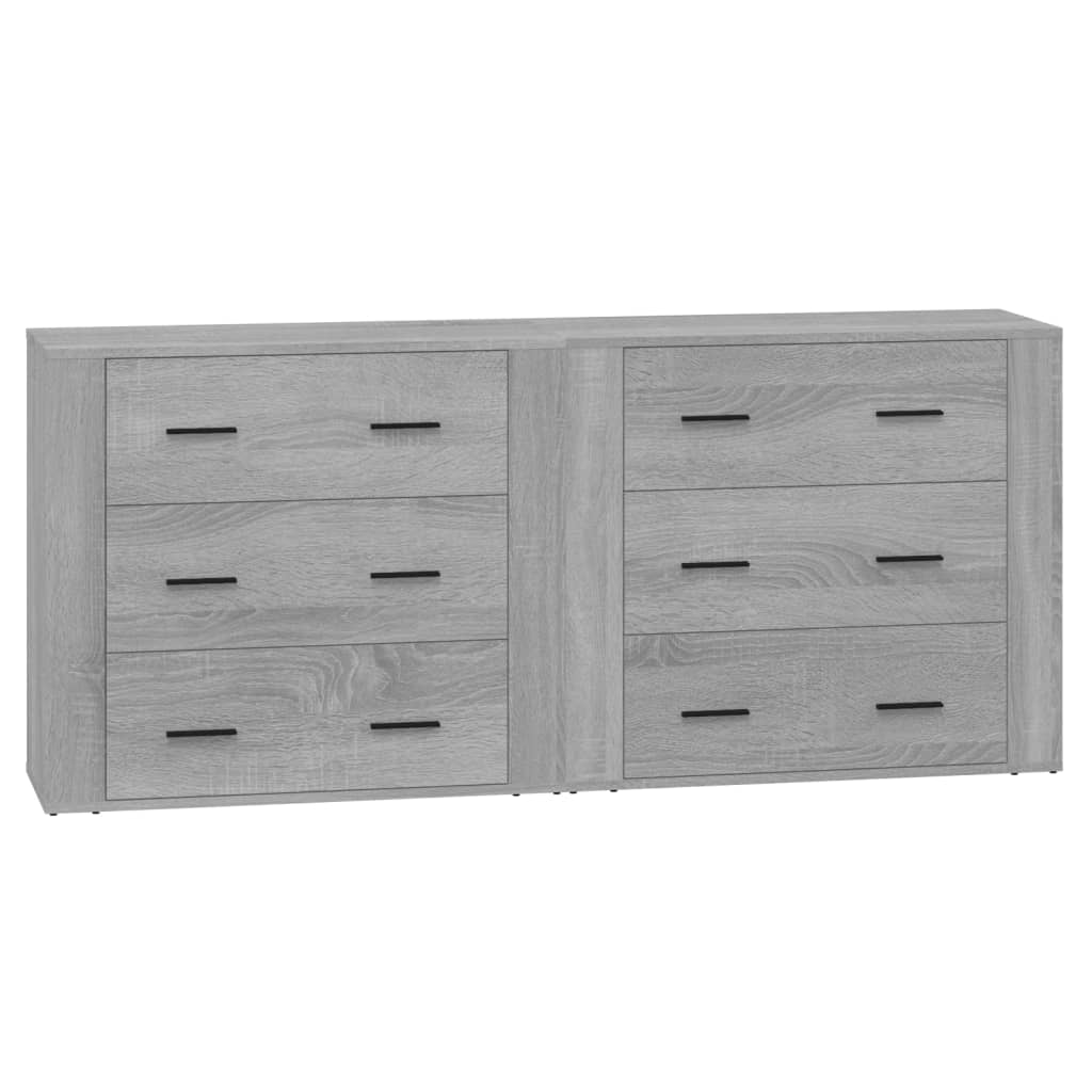 Dressoirs 2 st bewerkt hout grijs sonoma eikenkleurig is nu te koop bij PeponiXL, paradijselijk wonen!