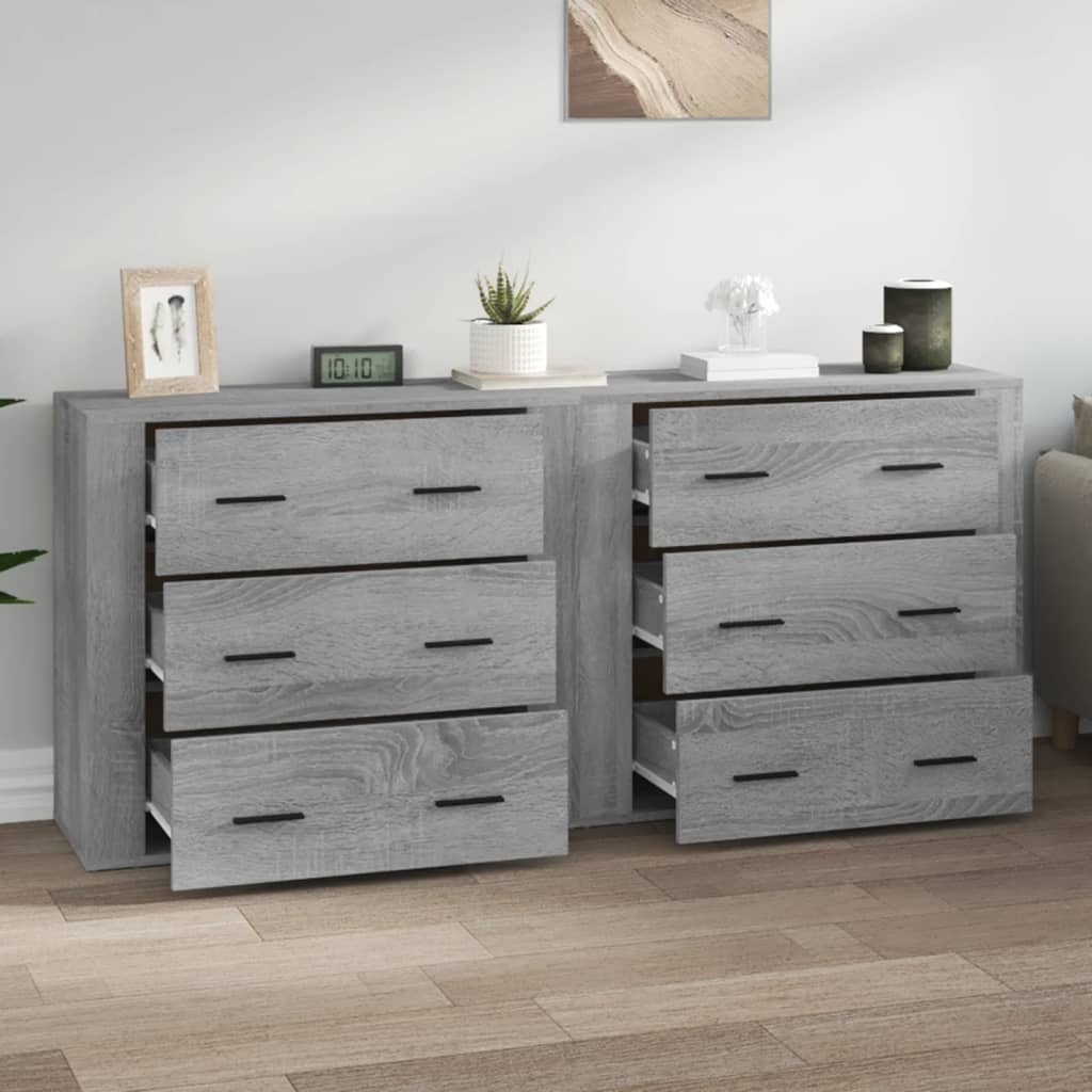 Dressoirs 2 st bewerkt hout grijs sonoma eikenkleurig is nu te koop bij PeponiXL, paradijselijk wonen!