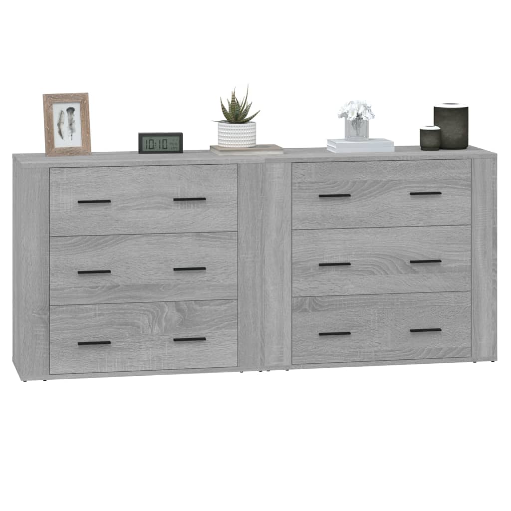 Dressoirs 2 st bewerkt hout grijs sonoma eikenkleurig is nu te koop bij PeponiXL, paradijselijk wonen!