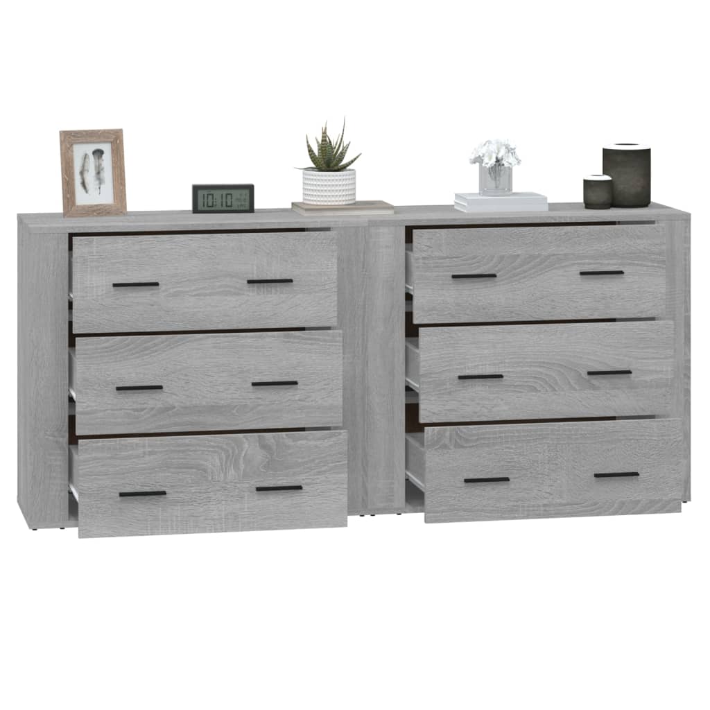 Dressoirs 2 st bewerkt hout grijs sonoma eikenkleurig is nu te koop bij PeponiXL, paradijselijk wonen!