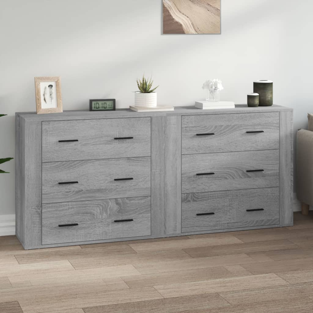Dressoirs 2 st bewerkt hout grijs sonoma eikenkleurig is nu te koop bij PeponiXL, paradijselijk wonen!
