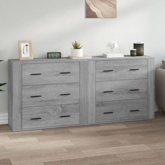 Dressoirs 2 st bewerkt hout grijs sonoma eikenkleurig is nu te koop bij PeponiXL, paradijselijk wonen!