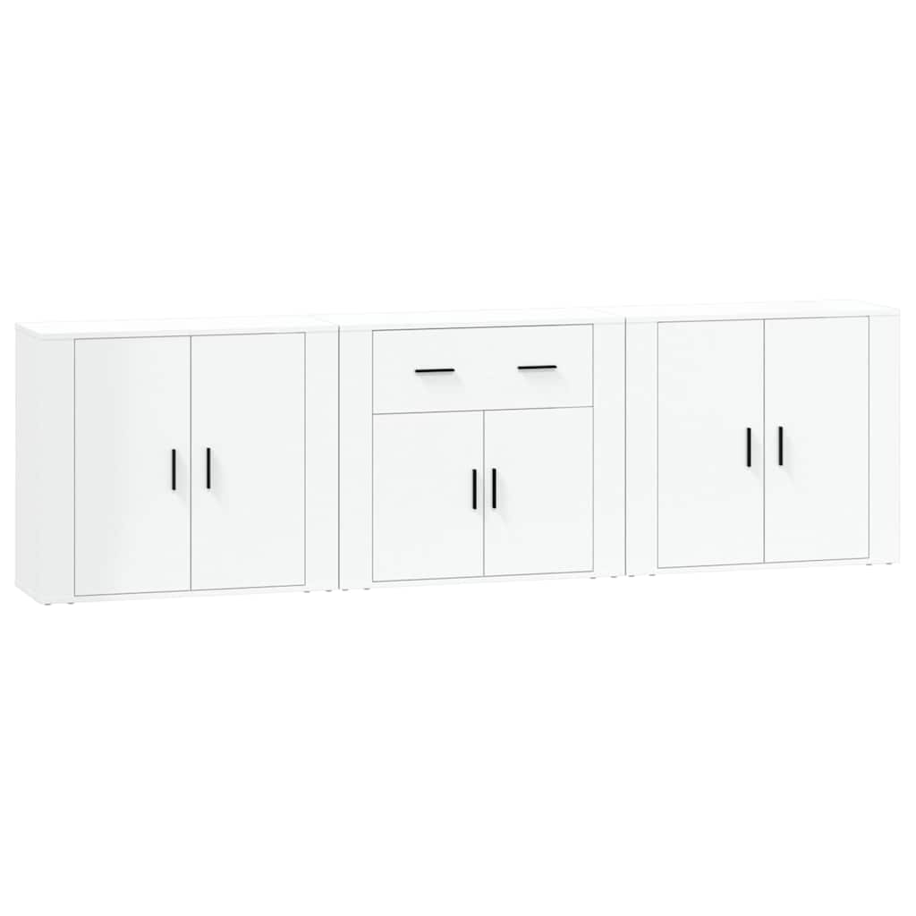 Dressoirs 3 st bewerkt hout wit is nu te koop bij PeponiXL, paradijselijk wonen!