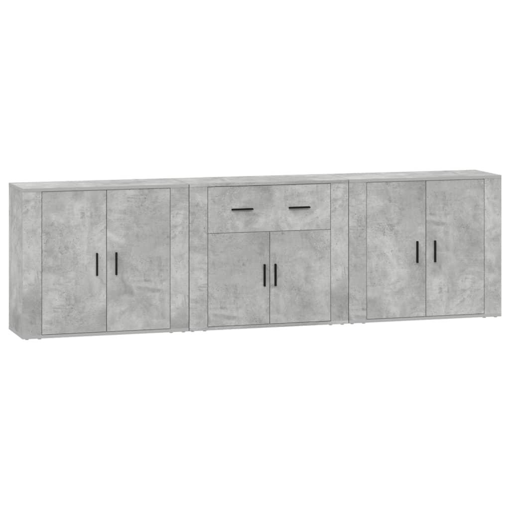 Dressoirs 3 st bewerkt hout betongrijs is nu te koop bij PeponiXL, paradijselijk wonen!