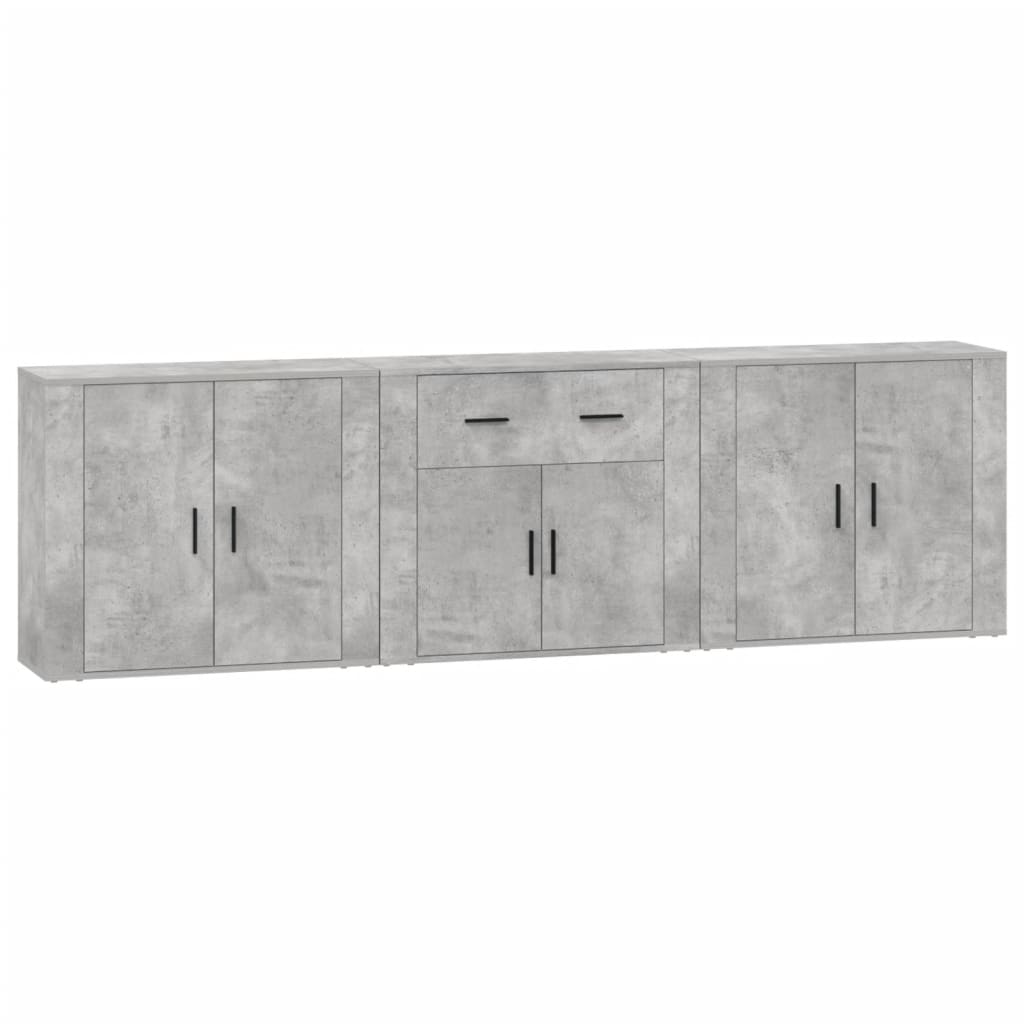 Dressoirs 3 st bewerkt hout betongrijs is nu te koop bij PeponiXL, paradijselijk wonen!