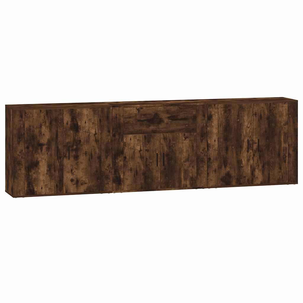 Dressoirs 3 st bewerkt hout gerookt eikenkleurig is nu te koop bij PeponiXL, paradijselijk wonen!