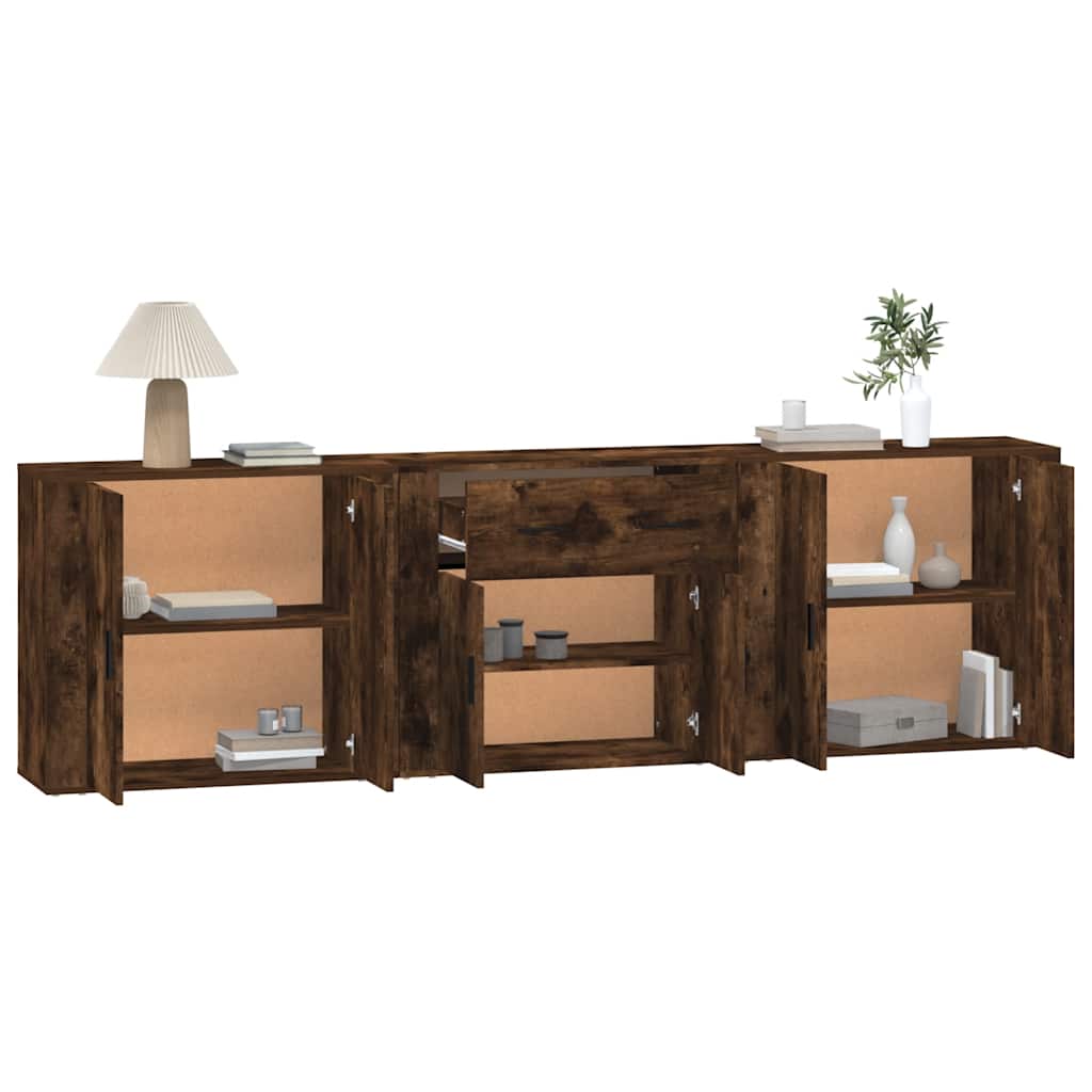 Dressoirs 3 st bewerkt hout gerookt eikenkleurig is nu te koop bij PeponiXL, paradijselijk wonen!
