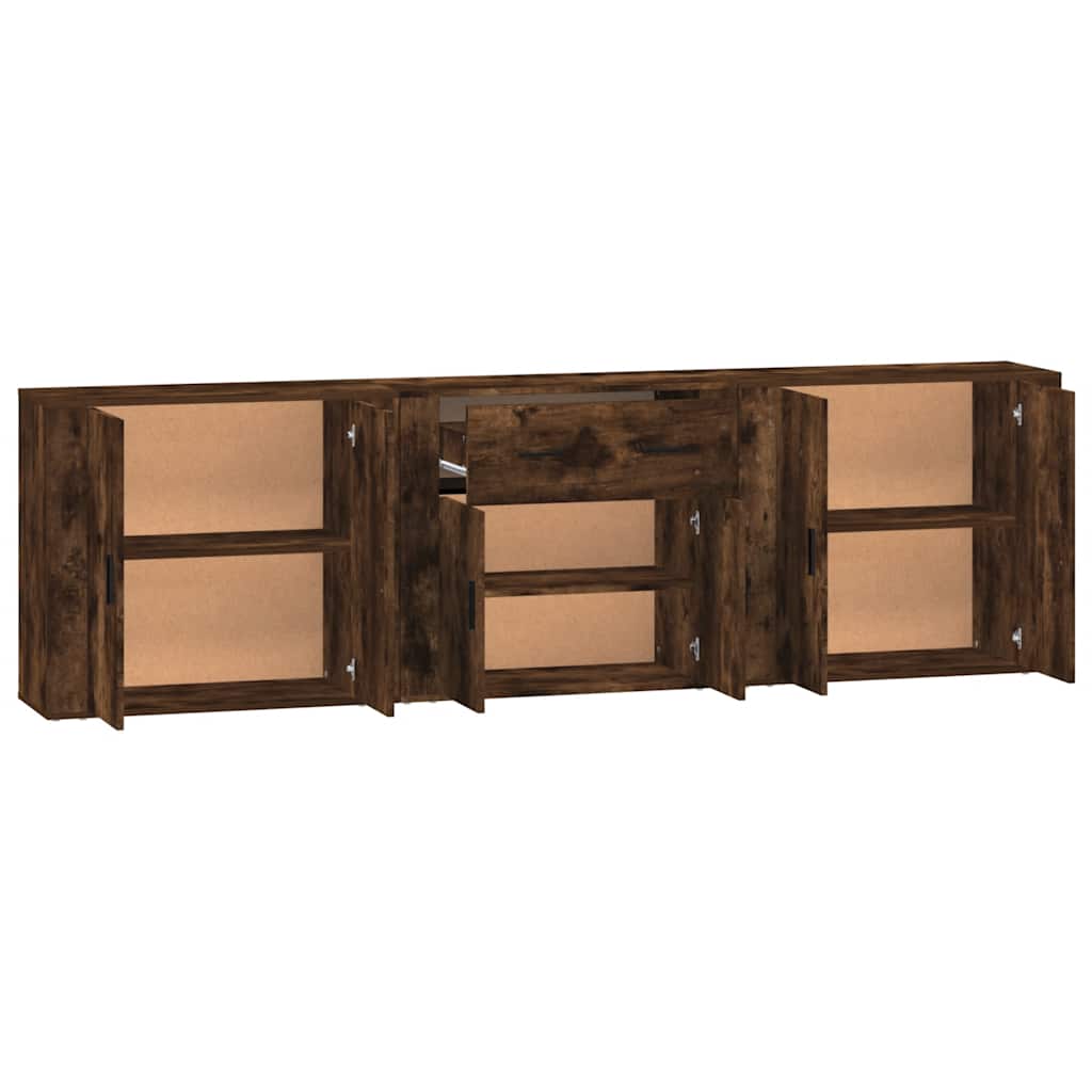 Dressoirs 3 st bewerkt hout gerookt eikenkleurig is nu te koop bij PeponiXL, paradijselijk wonen!