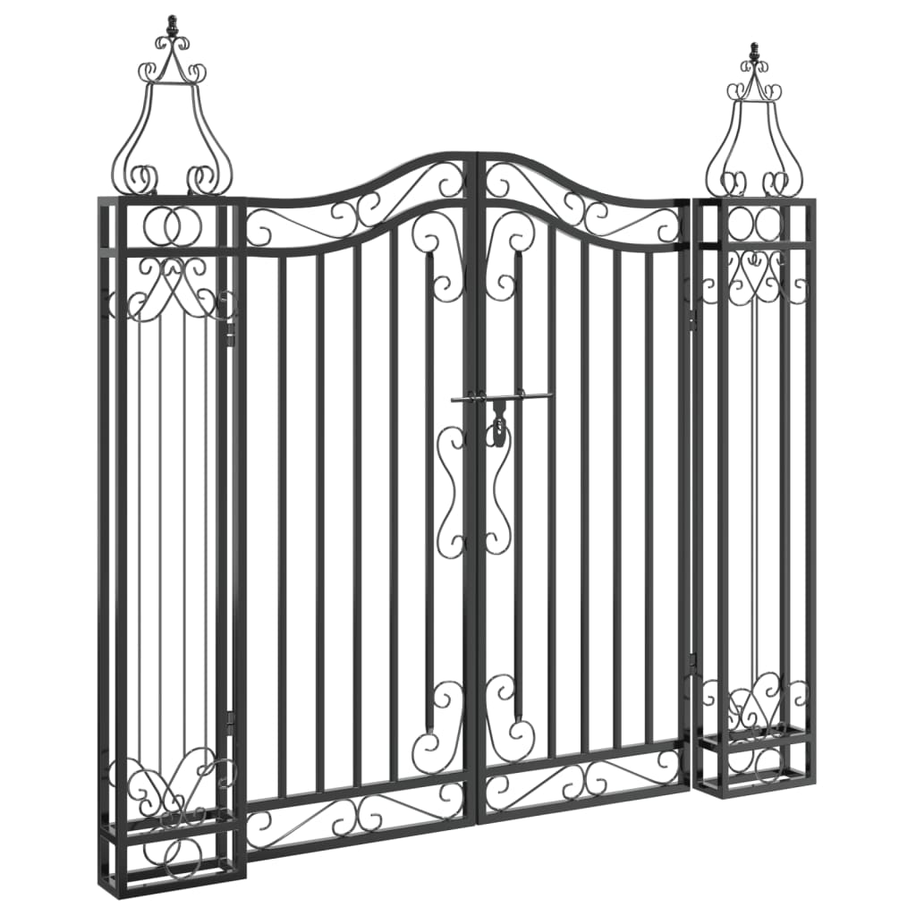 Poort 121x8x120 cm smeedijzer zwart is nu te koop bij PeponiXL, paradijselijk wonen!