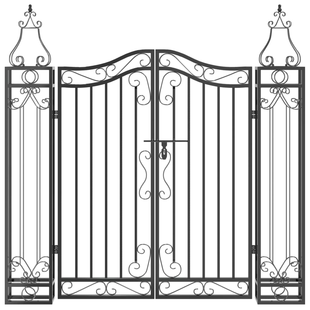 Poort 121x8x120 cm smeedijzer zwart is nu te koop bij PeponiXL, paradijselijk wonen!
