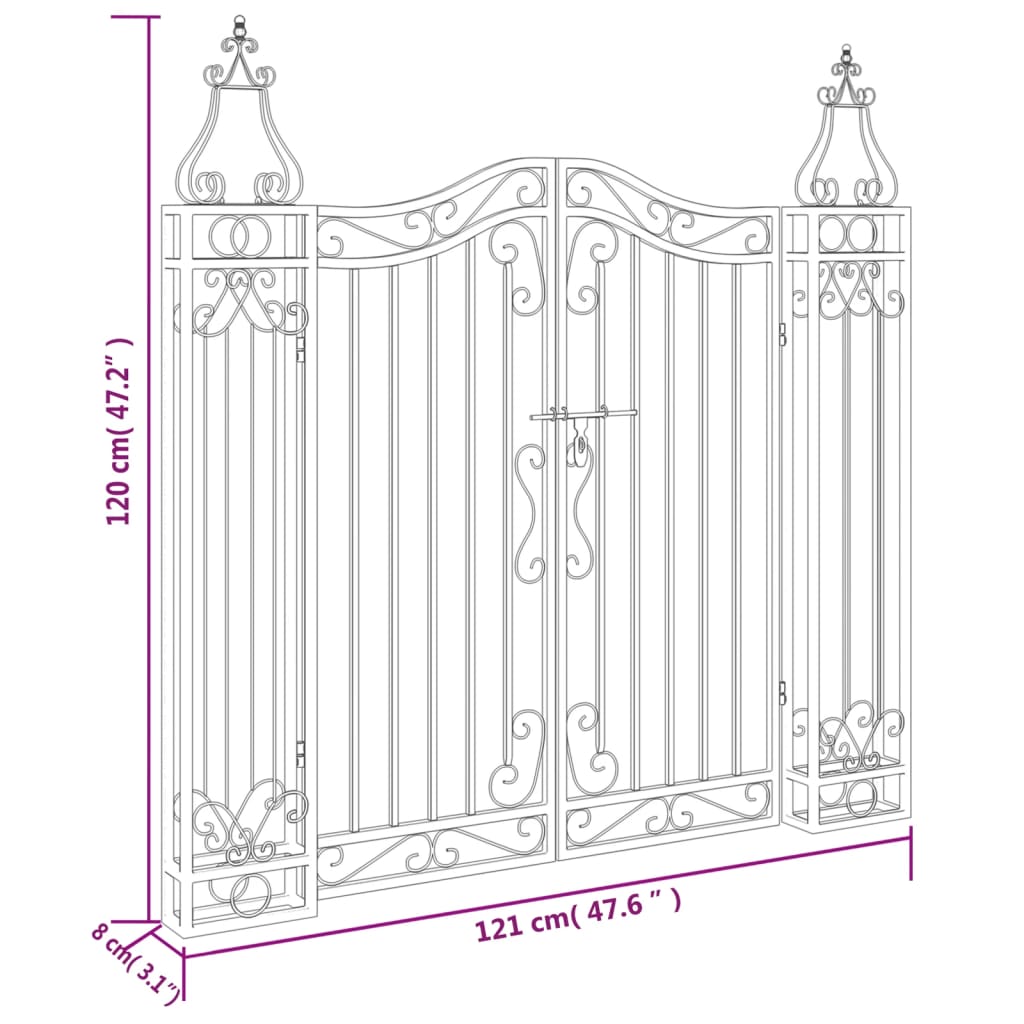 Poort 121x8x120 cm smeedijzer zwart is nu te koop bij PeponiXL, paradijselijk wonen!