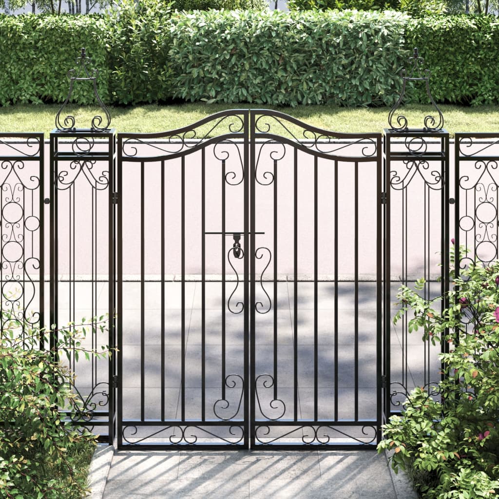 Poort 121x8x120 cm smeedijzer zwart is nu te koop bij PeponiXL, paradijselijk wonen!
