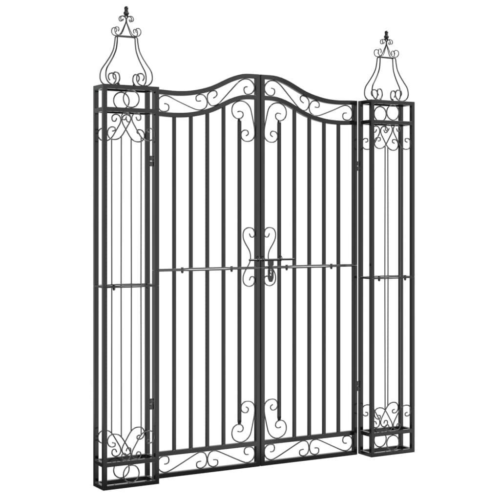Poort 121x8x150 cm smeedijzer zwart is nu te koop bij PeponiXL, paradijselijk wonen!