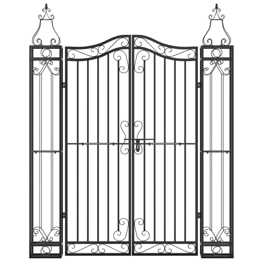Poort 121x8x150 cm smeedijzer zwart is nu te koop bij PeponiXL, paradijselijk wonen!