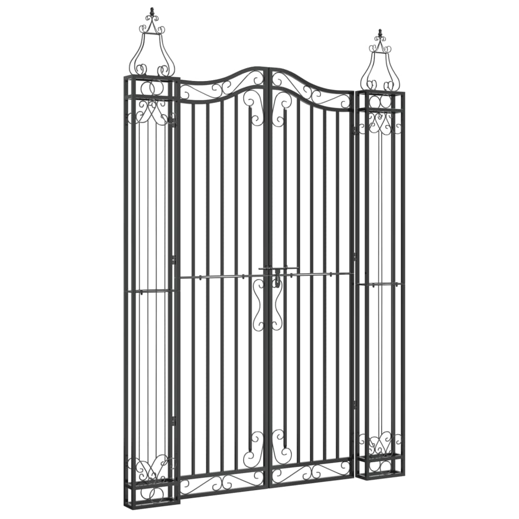 Poort 121x8x180 cm smeedijzer zwart is nu te koop bij PeponiXL, paradijselijk wonen!