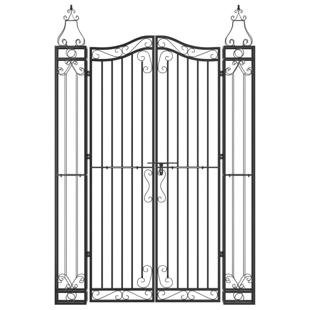 Poort 121x8x180 cm smeedijzer zwart is nu te koop bij PeponiXL, paradijselijk wonen!