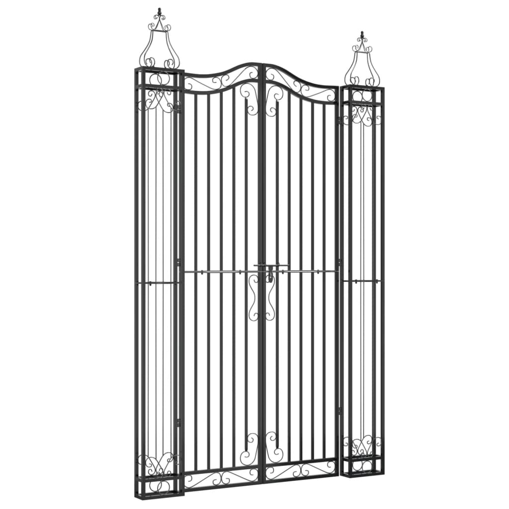 Poort 121x8x200 cm smeedijzer zwart is nu te koop bij PeponiXL, paradijselijk wonen!