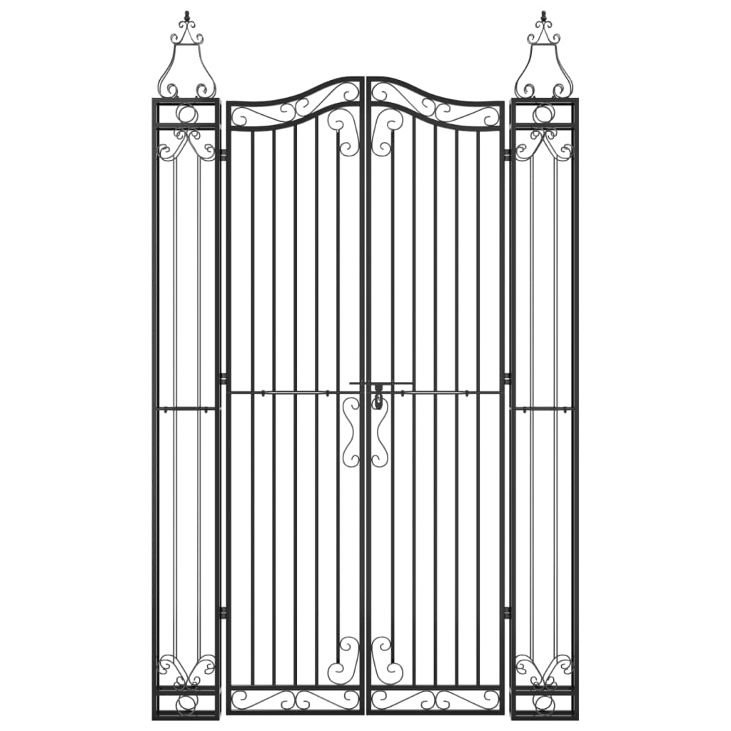Poort 121x8x200 cm smeedijzer zwart is nu te koop bij PeponiXL, paradijselijk wonen!