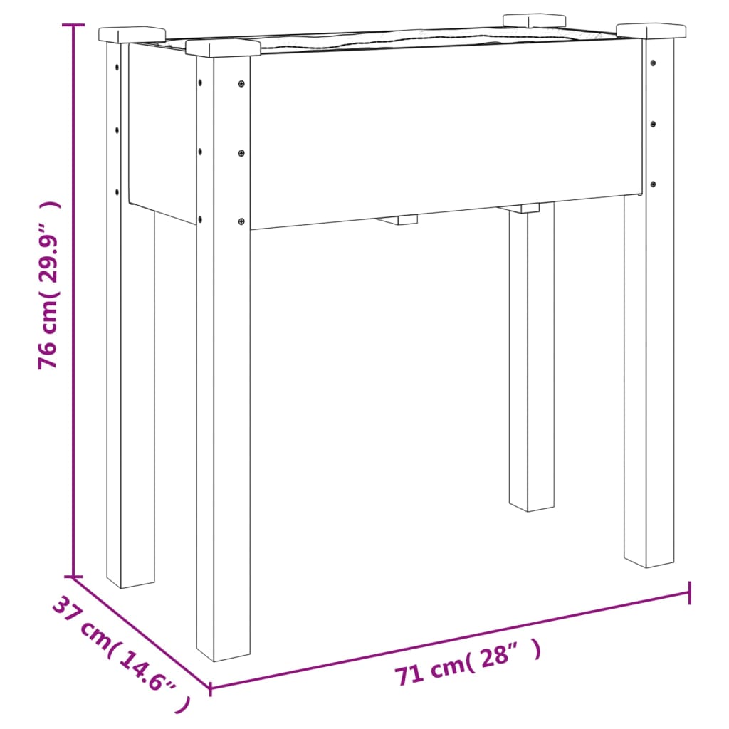 Plantenbak met voering 71x37x76 cm massief vurenhout bruin is nu te koop bij PeponiXL, paradijselijk wonen!
