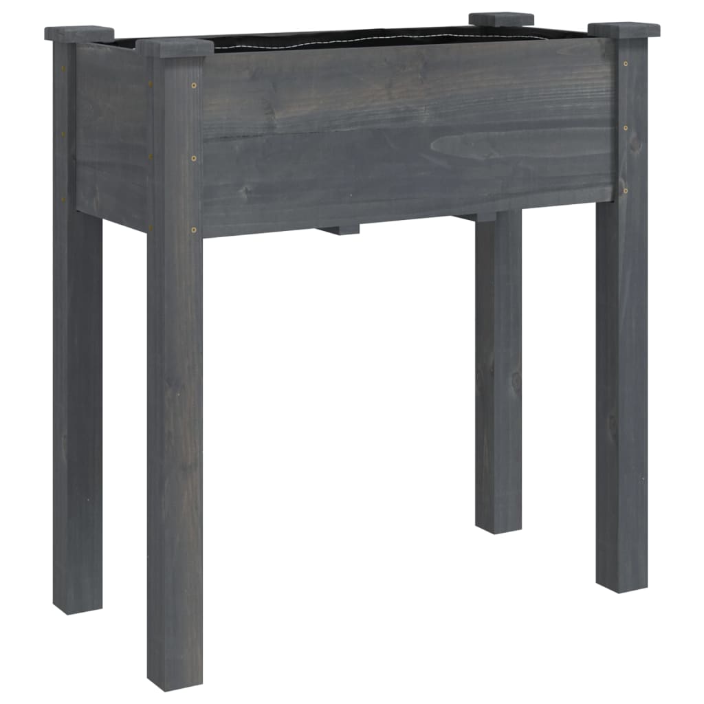 Plantenbak met voering 71x37x76 cm massief vurenhout grijs is nu te koop bij PeponiXL, paradijselijk wonen!