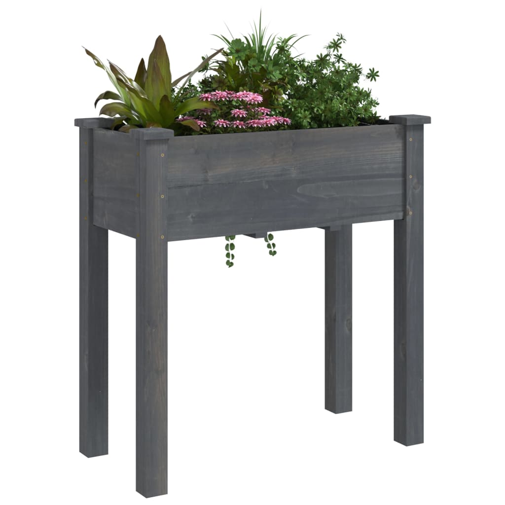 Plantenbak met voering 71x37x76 cm massief vurenhout grijs is nu te koop bij PeponiXL, paradijselijk wonen!
