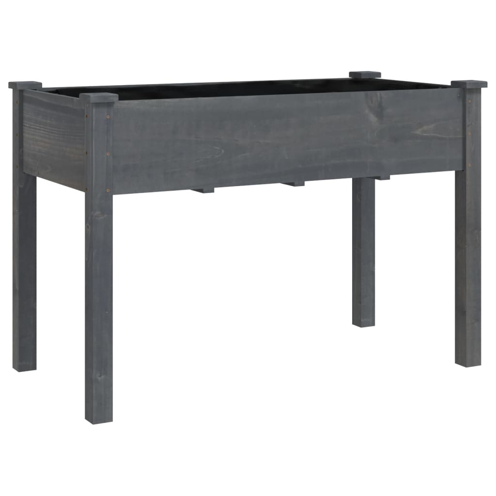 Plantenbak met voering 118x59x76 cm massief vurenhout grijs is nu te koop bij PeponiXL, paradijselijk wonen!