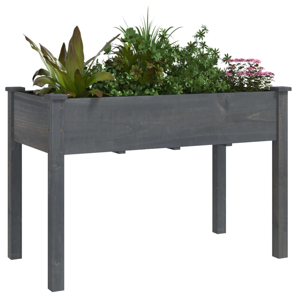 Plantenbak met voering 118x59x76 cm massief vurenhout grijs is nu te koop bij PeponiXL, paradijselijk wonen!