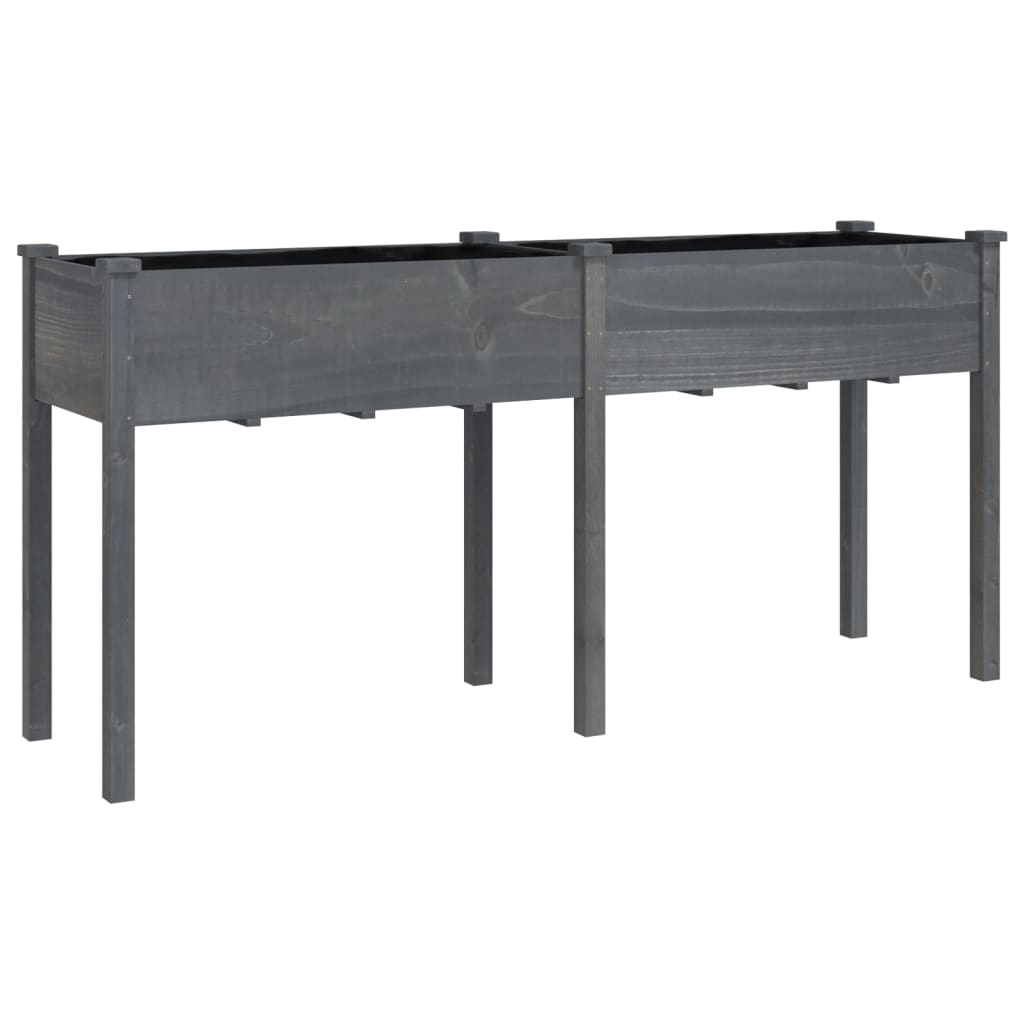 Plantenbak met voering 161x45x76 cm massief vurenhout grijs is nu te koop bij PeponiXL, paradijselijk wonen!