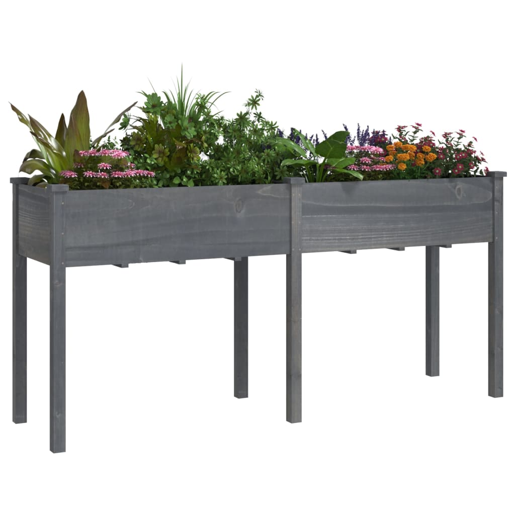 Plantenbak met voering 161x45x76 cm massief vurenhout grijs is nu te koop bij PeponiXL, paradijselijk wonen!