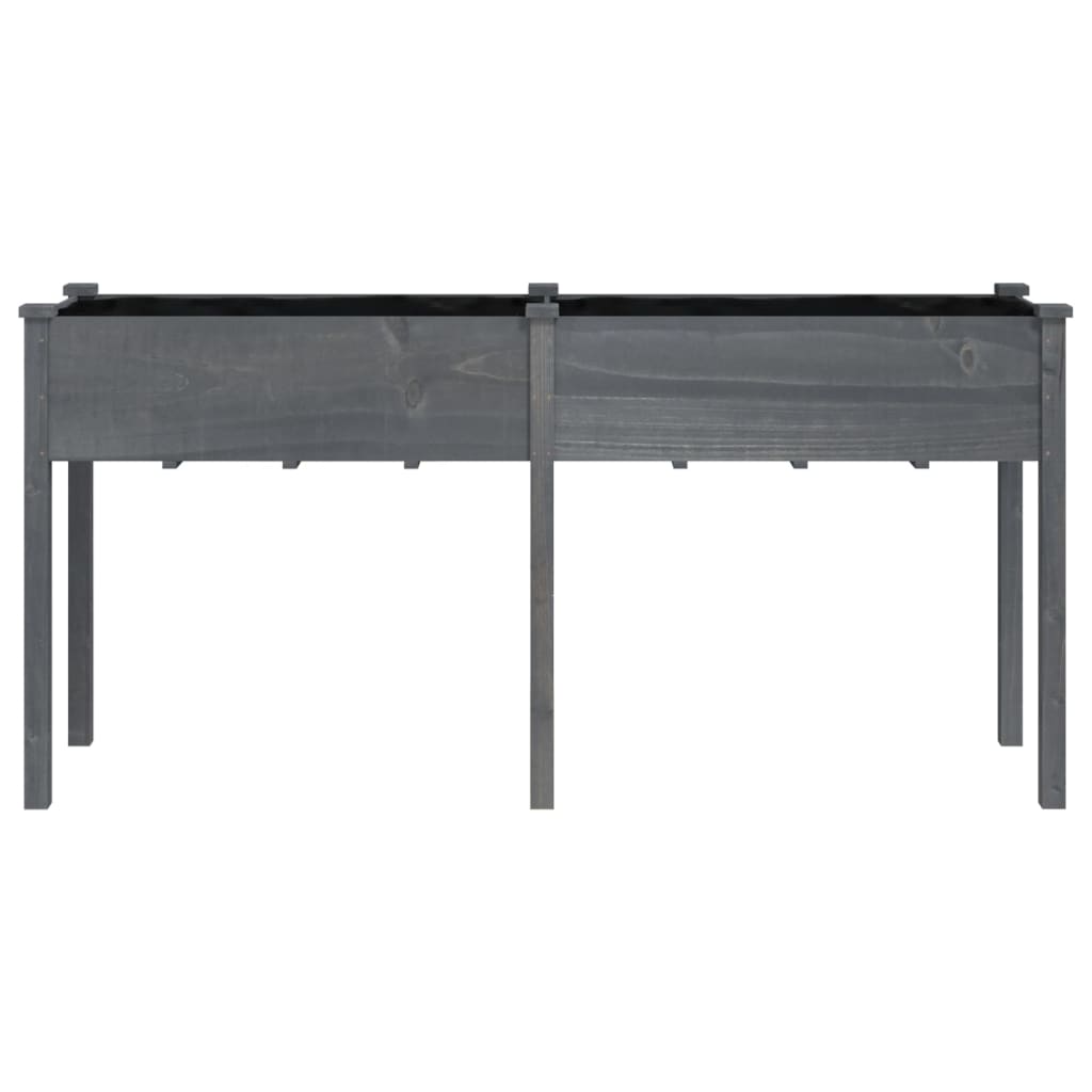 Plantenbak met voering 161x45x76 cm massief vurenhout grijs is nu te koop bij PeponiXL, paradijselijk wonen!