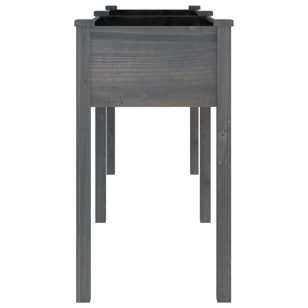 Plantenbak met voering 161x45x76 cm massief vurenhout grijs is nu te koop bij PeponiXL, paradijselijk wonen!